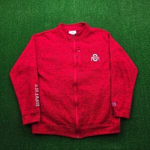 Ohio State Buckeyes Champion Jacket Mens XL Red Fleece Full Zip NCAA College